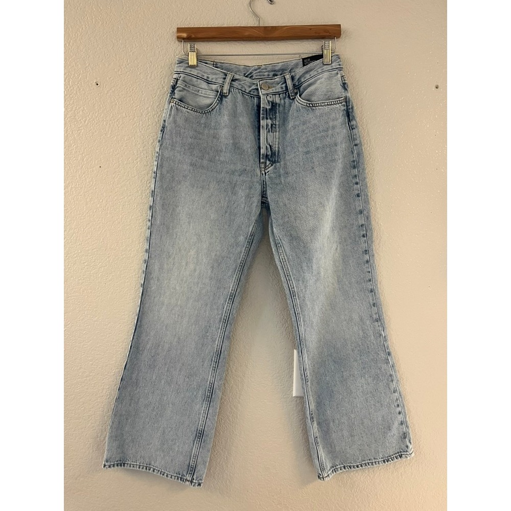 10.11 Studios Womens High Rise Wide Leg Cropped Jeans Light Wash Blue Size 29